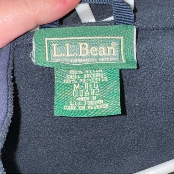 LL BEAN Mens Nylon Jacket Blue Soft Shell Fleece Lining Size Medium - Picture 2 of 6